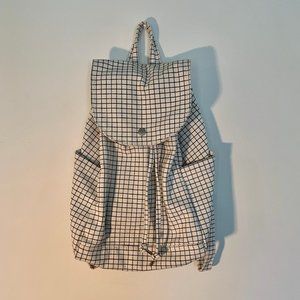 BAGGU Grid Pattern Canvas Backpack